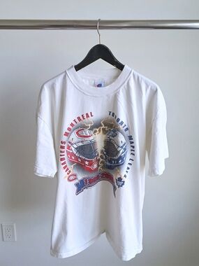 Vintage Toronto Maple Leafs Canadiens Rivalry Tee XL Made In Canada Bulletin NHL